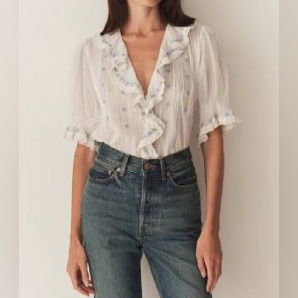 Doen Hettie Embroidered Ruffled Top